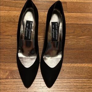 Stuart Weitzman Black Suede Heels with Pointed Toe
